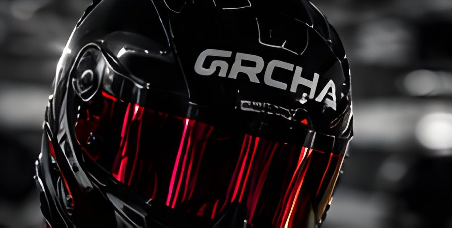 Helmet with the GRCHA logo